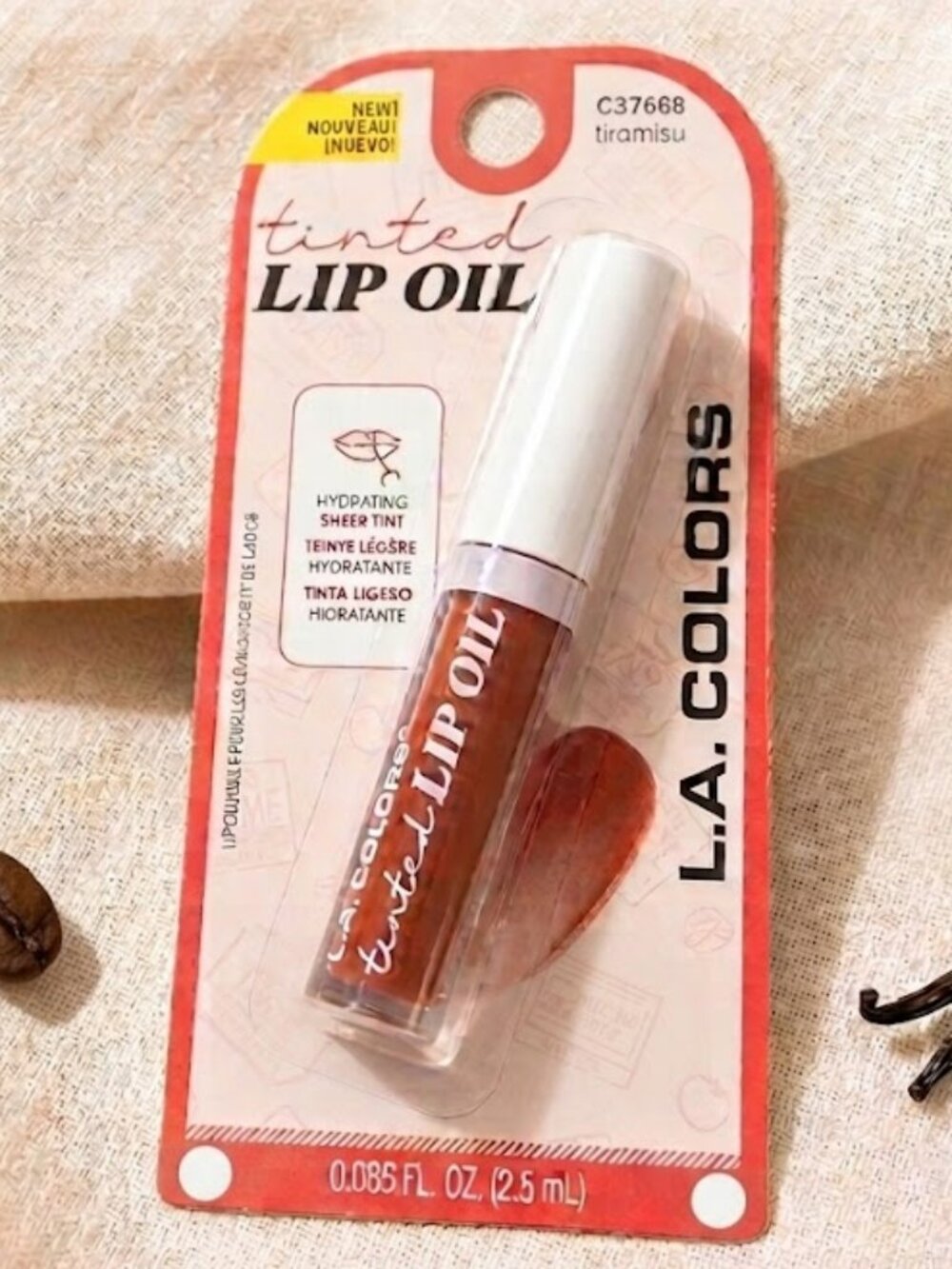 LA Colors Tinted Lip Oil Hydrating Sheer Tint Gloss Tiramisu L.A. Lipgloss